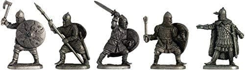 Set of 5 Russian Medieval Warriors Tin Soldiers Metal Sculpture Miniature Figure Collection 40 mm (Scale 1/43) (40-05)