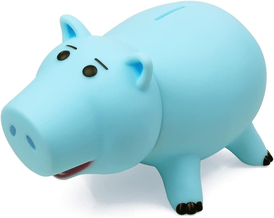 PHOCAS Hamm Piggy Bank Ubreakable Cute Blue Pig Money Bank Plastic Saving Coin Bank for Kids Christmas Birthday Gift