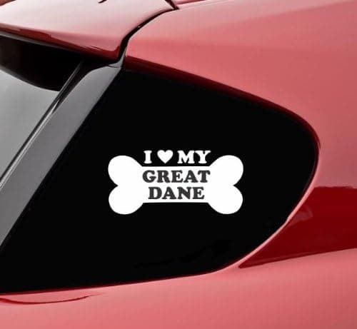 I love my GREAT DANE dog pet paw bone vinyl decal bumper sticker