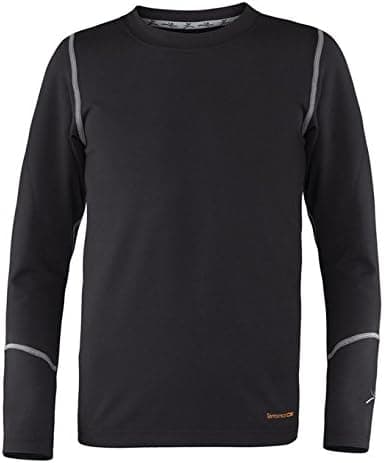 Terramar Thermolator Climasense 4-Way Stretch Brushed Crew Hoodie, Black, Medium (10-12)