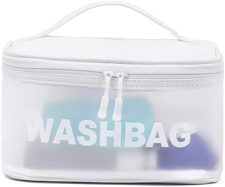 Miss or Miss Clear Makeup Bag Organizer - Multifunction Large Waterproof Portable Travel Makeup Cosmetic Bag White