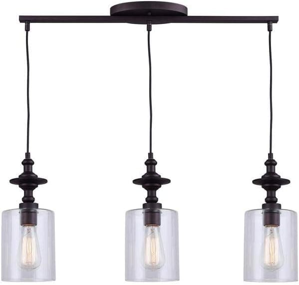 CANARM IPL586A03ORB York 3 Light Cord Pendant with Clear Glass, Oil Rubbed Bronze