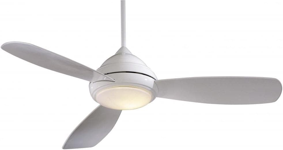 Minka-Aire F516-WH Downrod Mount, 3 White Blades Ceiling fan with 50 watts light, White