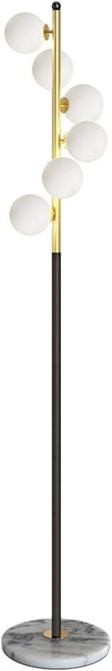 Hsyile Lighting KU300205 White Glass Shade and Marble Base Elegant Modern Creative Floor Lamp for Living Room,Bedroom,Office,6 Lights
