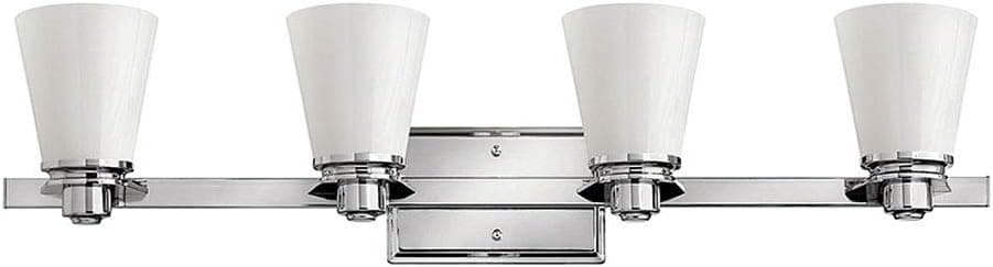 Hinkley Avon Collection Transitional Four Light Bathroom Vanity Fixture, Chrome