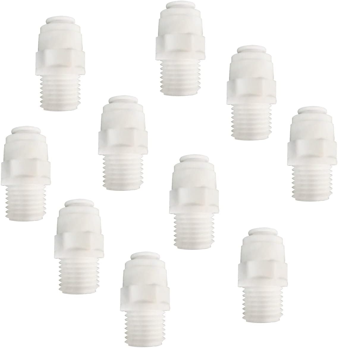 Wesell Water Tube Fitting,Quick Push to Connect,Male Thread Union 1/4" to 1/4" OD,for RO System,Filter,Drinking,Purifier Pack of 10（Straight Type)