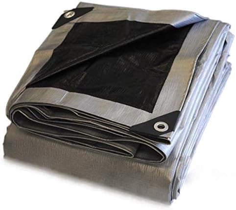 Heavy Duty Silver/Black Poly Tarp - 10 mil - 14x14 Weave - 100% Waterproof (12X25)