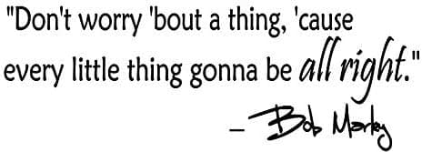 LoveDecals Don't Worry 'Bout a Thing, 'Cause Every Little Thing Gonna Be All Right. Bob Marley Vinyl Wall Art Inspirational Quotes and Saying Home Decor Decal Sticker