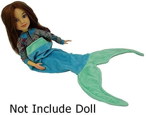 Funkeet 18" Doll Mermaid Tail Blanket Sleeping Bags Little Girls Gift, Mermaid Blanket Outfit Fits American Doll (Blue)