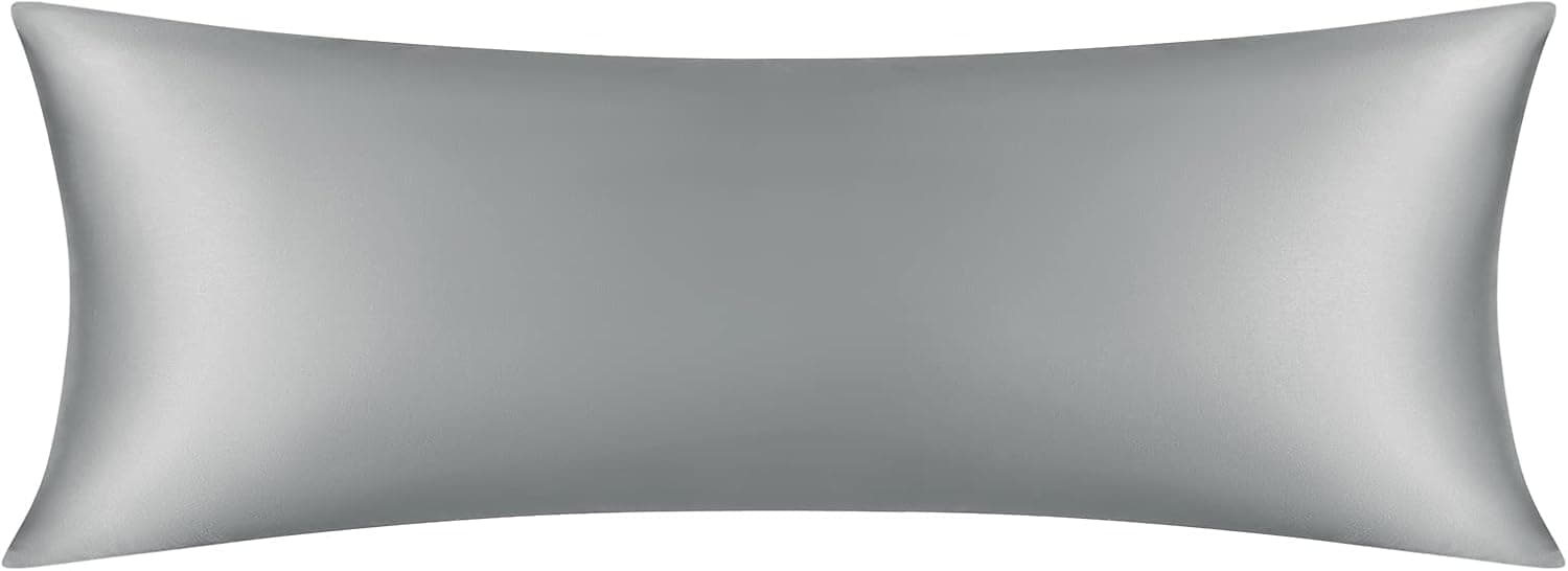 Dekoresyon Silk Body Pillowcase Dark Grey Soft Long Pillowcase for Body, 20x54 Body Pillow Cover with Envelope Closure for Hair and Skin (1 Pack,Dark Grey)