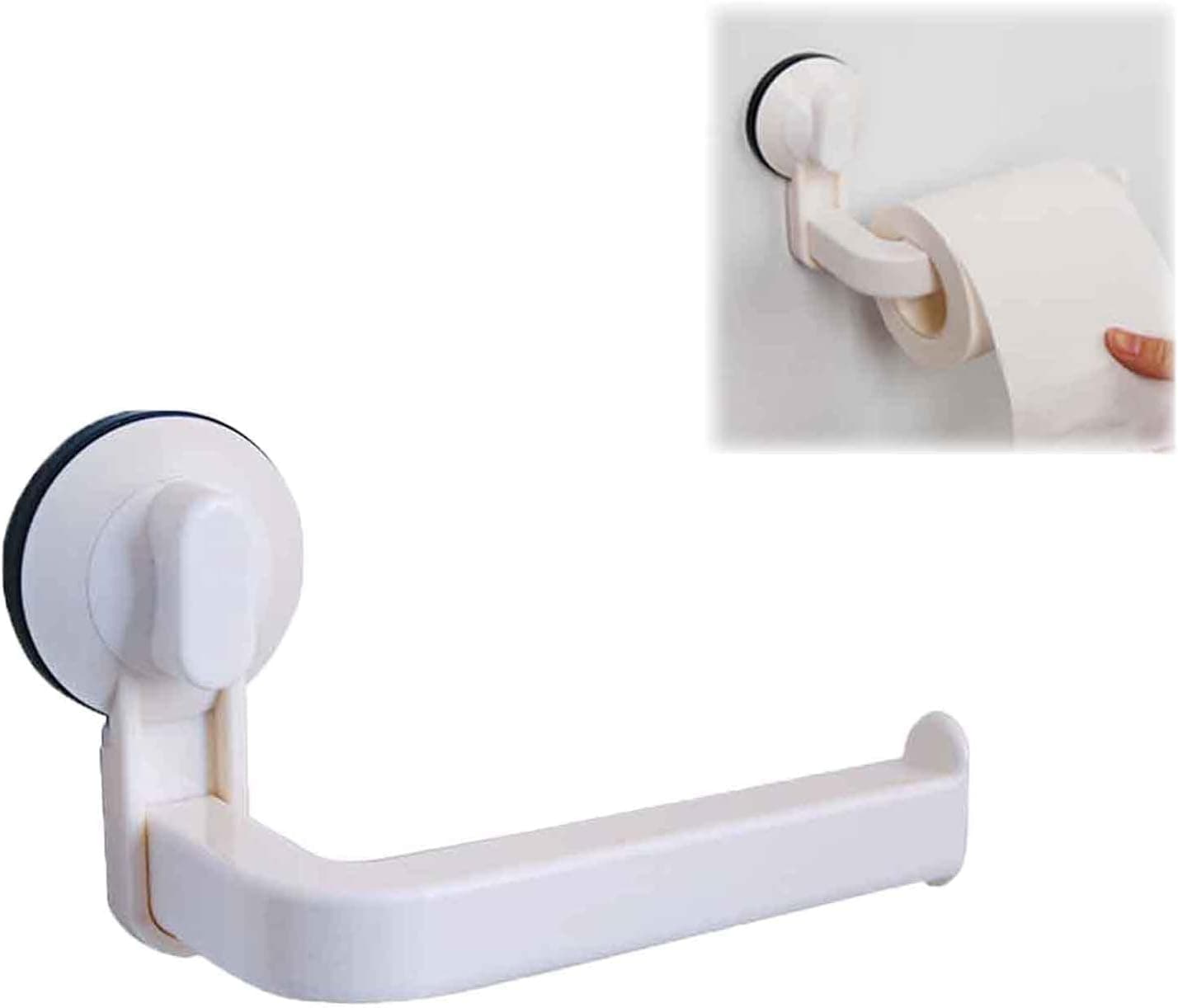 Vacuum Suction Cup Toiletpaper Holder Stick on Wall Mount for Bathroom Washroom Kitchen(Size:5.8 x 2.6 x 1.5 inch)