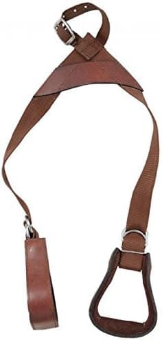 Tough-1 Brown Kids Slip On Heavy Duty Adjustable Nylon Little Buddy Helper Leather Covered Stirrups