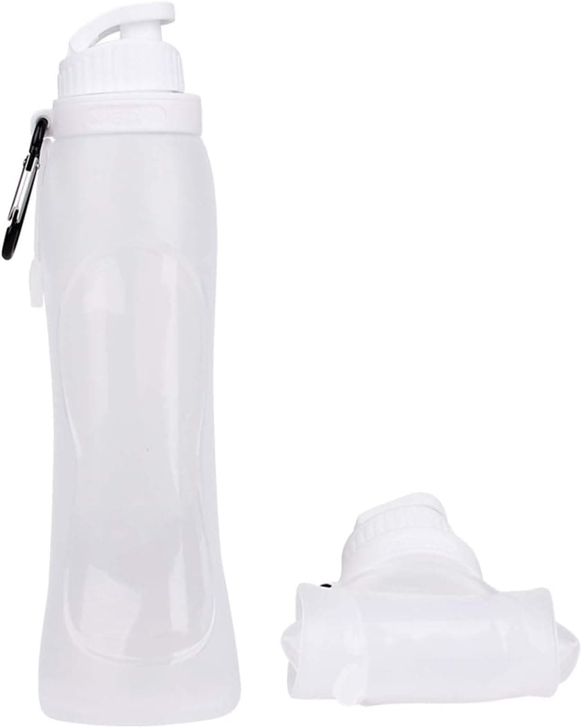Portable Leakproof Foldable Silicone Water Bottle 500ML 17OZ Sports Outdoor Workout Activities Collapsible Water Bottle Clear