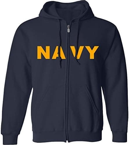zerogravitee Navy NAVY Full-Zip Hooded Sweatshirt with gold print