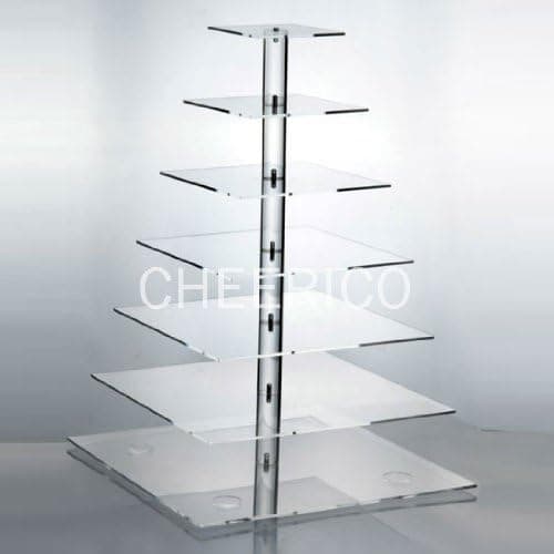 7 Tier Large Square Pole Wedding Acrylic Cupcake Stand Tree Tower Cup Cake Display