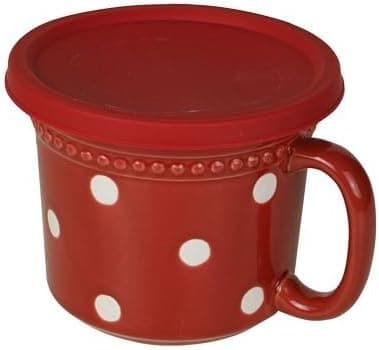 Savinio Designs Bake 'n Serve Stoneware 16 oz. Soup Crock, Red & White Dots