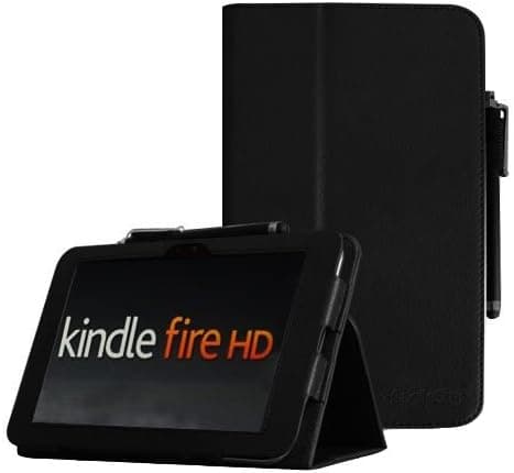Eathtek (Black) Slim Fit Leather Case Cover with Smart Cover Function Automatic Sleep/Wake Feature for Kindle Fire HD 7" Tablet (only fit Kindle Fire HD 7")