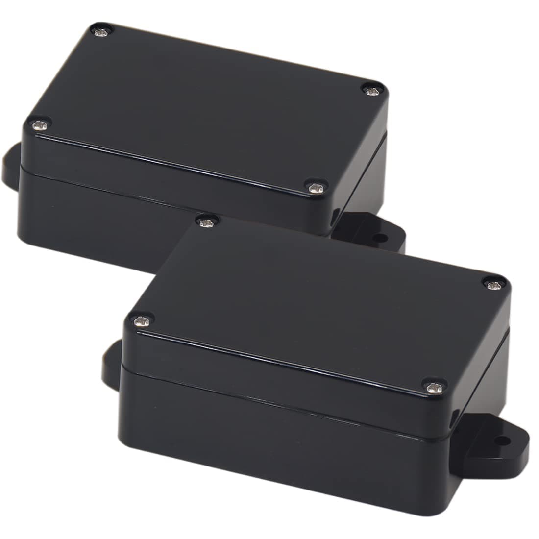 Zulkit Junction Box ABS Plastic Dustproof Waterproof IP65 Universal Electrical Boxes Project Enclosure with Fixed Ear Black 3.27” x 2.28” x 1.30” (Pack of 2))