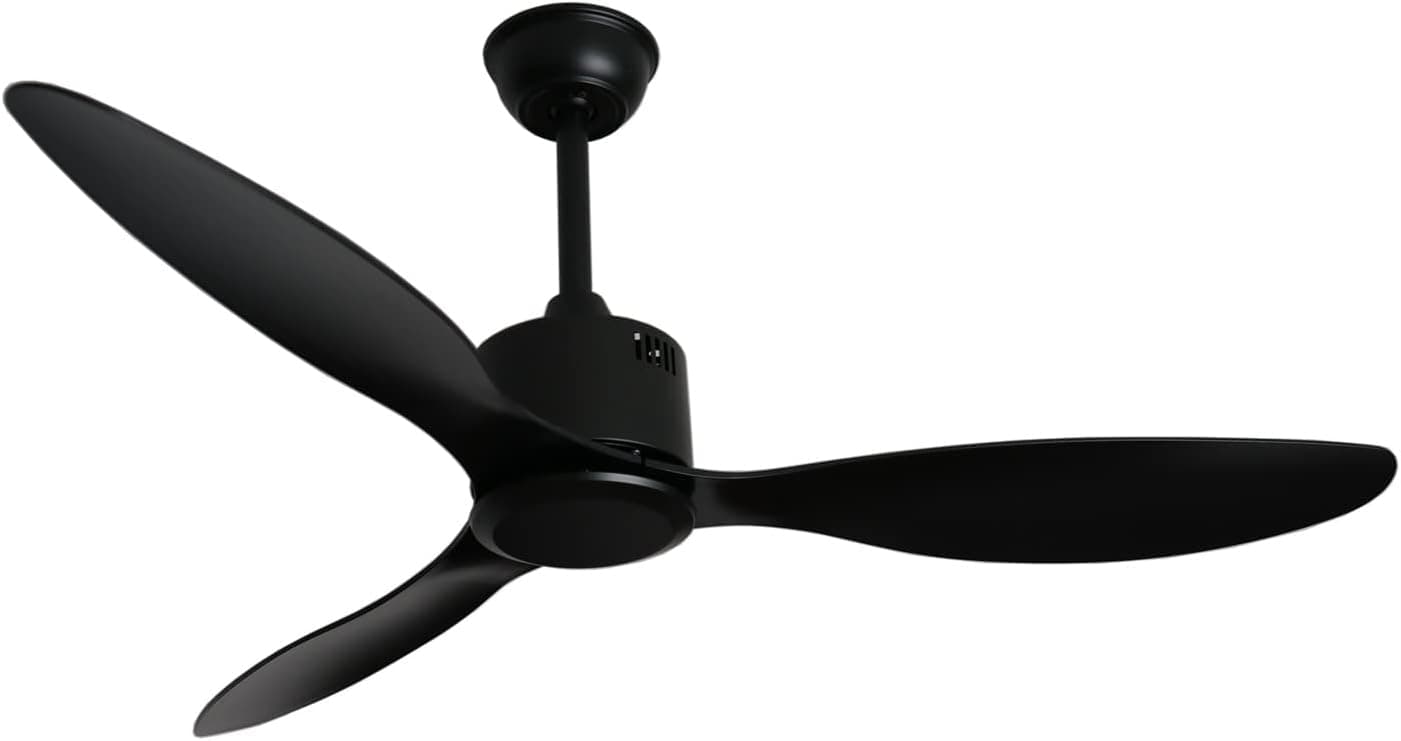 Huemarlt 52 Inches Ceiling Fan No Lights Remote Control Reversible DC Motor, 3 Balanced Blades, Matte Black