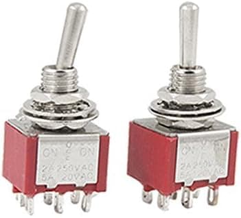 Dimart 2 Pcs 3 Position ON-OFF-ON DPDT Toggle Switches Red