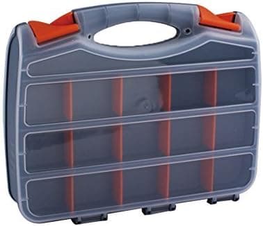 Double Sided Tool Organizer Small Parts Storage Tool Box with 30 Removable & Adjustable Compartments Container Box Heavy Duty Portable with Dividers for Hardware, Arts, Crafts, Tools