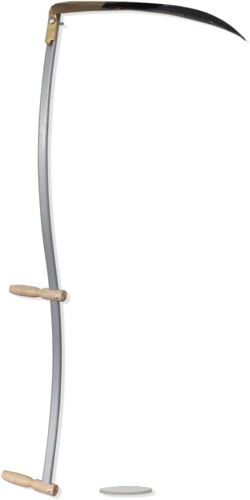 Anself Manual Steel Weed Scythe with Wooden Handle Grinding Stone 4' 7"