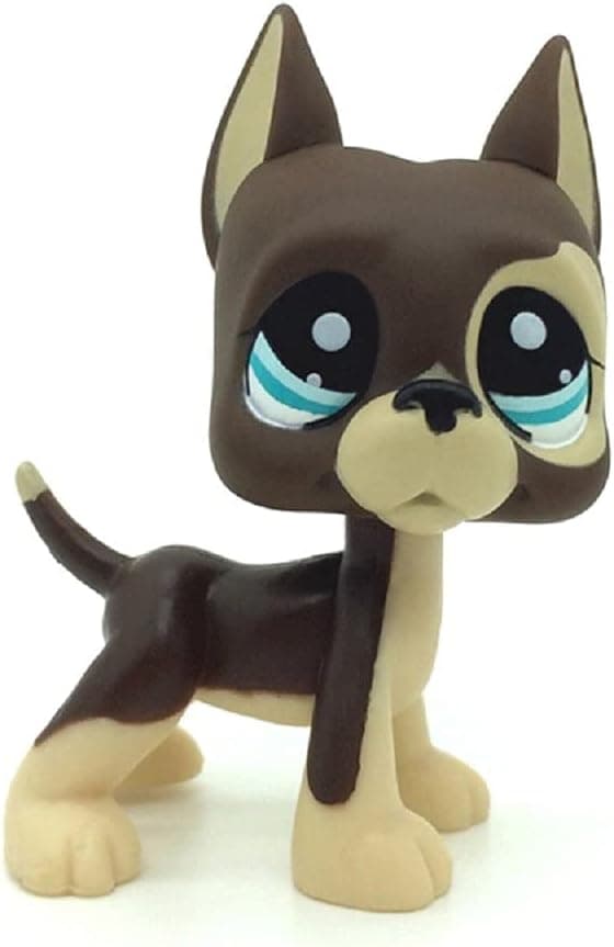 Mini pet Shop. LPS Brown Great Dane Dog Puppy Blue Dot Eyes #817.