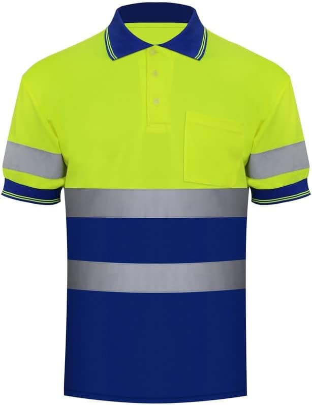 ZUJA Safety Hi Vis Polo Short Sleeve Shirts Men Construction Protective Workwear