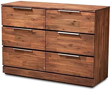 Baxton Studio Austin Modern and Contemporary Caramel Brown Finished 6-Drawer Wood Dresser