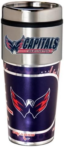Great American Products NHL Metallic Travel Tumbler, Stainless Steel and Black Vinyl, 16-Ounce