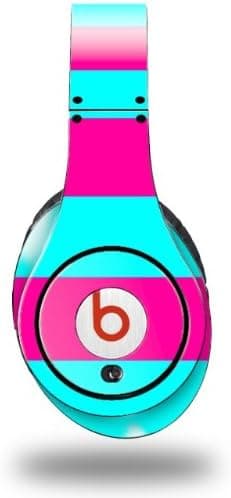 WraptorSkinz Skin Decal Wrap Compatible with Original Beats Studio Headphones Kearas Psycho Stripes Neon Teal and Hot Pink Skin Only (Headphones NOT Included)