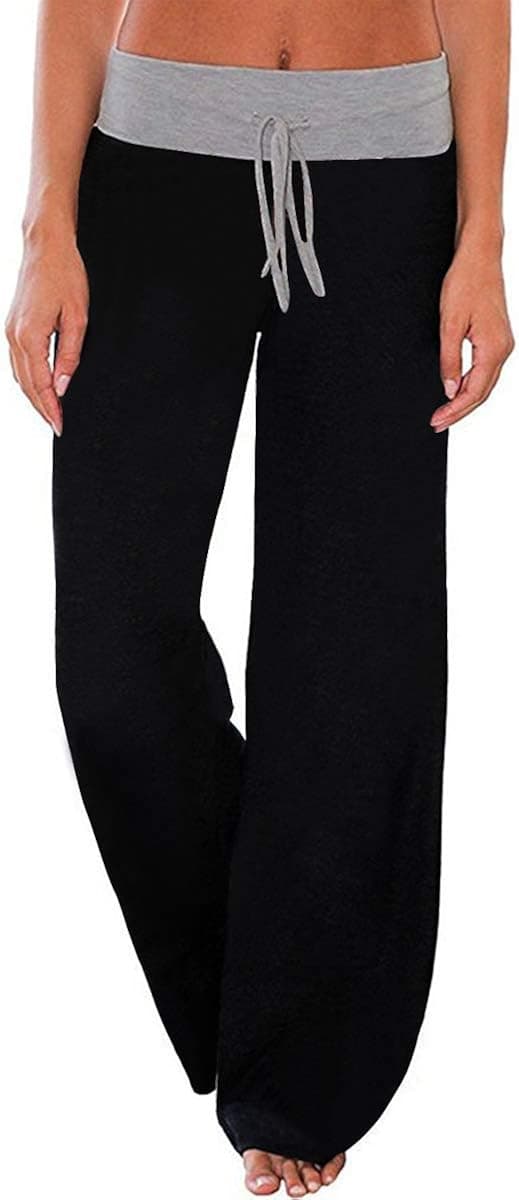 ZHENYUL Women's Comfy Casual Pajama Pants Casual Stretch Pants Drawstring Palazzo Lounge Pants Wide Leg for All Seasons