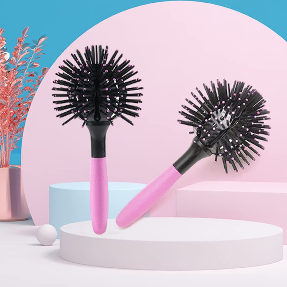 3D Bomb Curl Hair Brush,360° Styling Salon Round Hair Curling Curler Comb Tool, Magic Twirler Ball Brushes Versatile Brush Can Be Used With a dryer (3pcs)