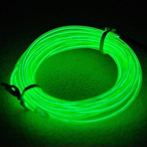 TopYart Neon LED Light Glow EL Wire Battery Pack String Strip Rope Tube Car Dance Party + Controller (9ft, Green)