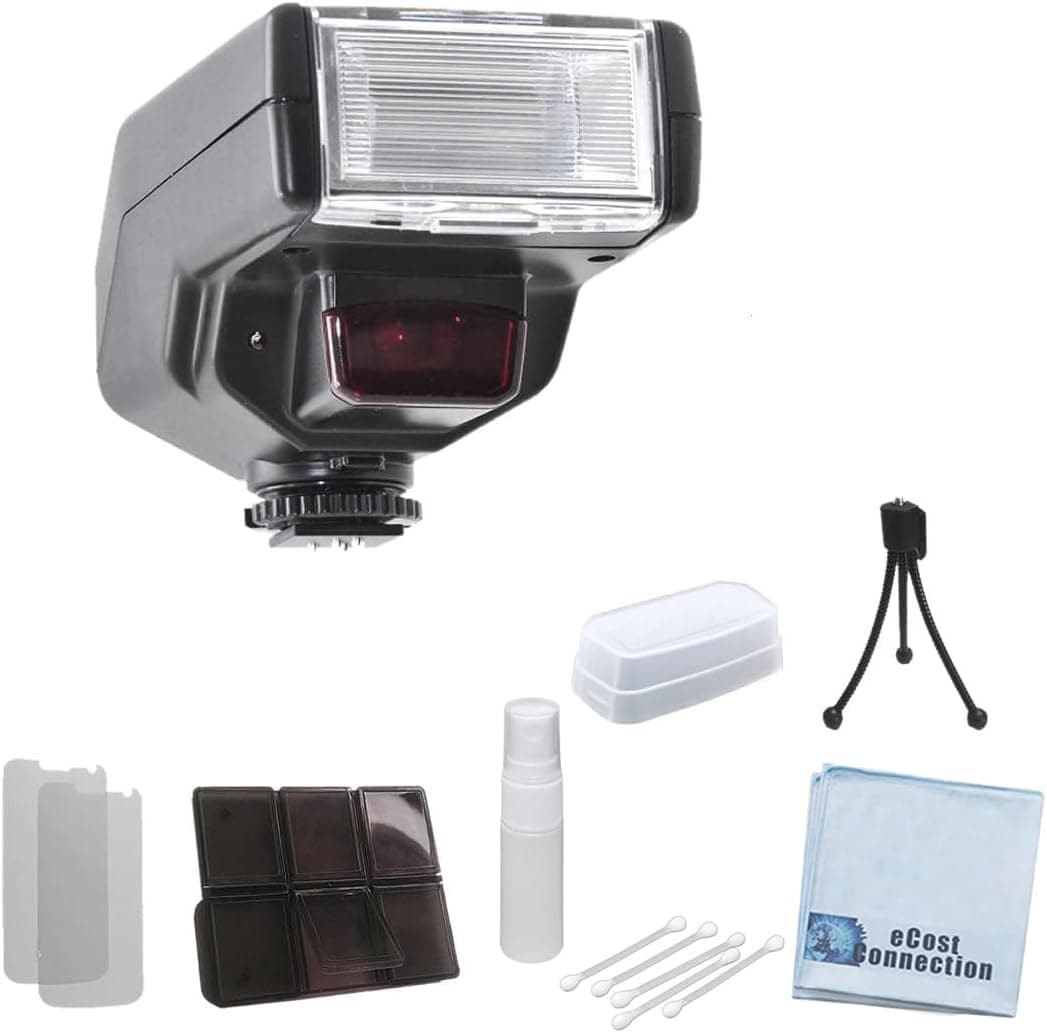 Professional D130N TTL Digital Flash with Bounce, Swivel and Slave Feature for Nikon DSLR Cameras & More & an eCostConnection Accessory Kit