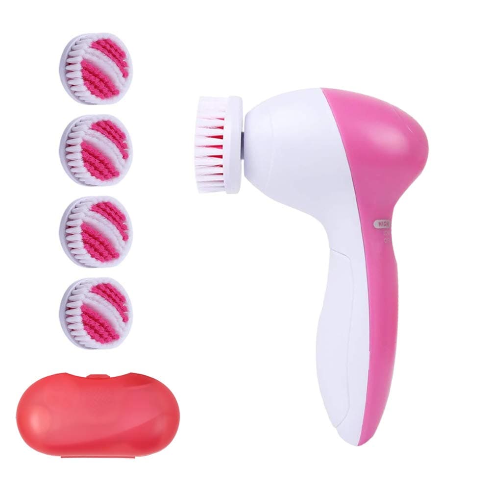 Xesscare Facial Cleansing Brush-Waterproof Face Spin Brush Set 4 SAME Soft Brush Heads Edition (Four Times Use Time) Gentle Exfoliating and Removing Blackhead Deep Cleansing face Travel Case Included