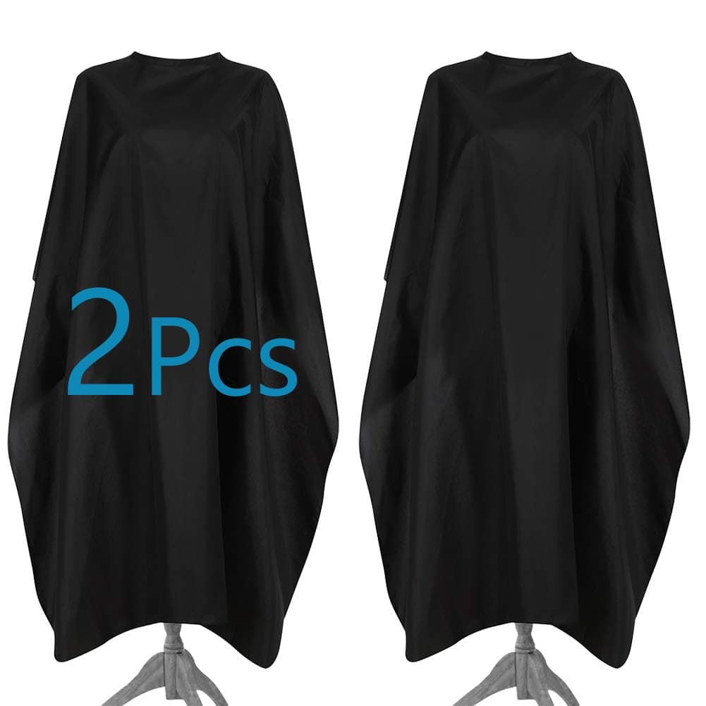 2 Packs Hair Salon Cape Nylon Waterproof Professional Salon Hair Cape Hairdressing Hair Cutting Cape Cloth Barbers Gown with Metal Snap Closure Black 47" x 59"