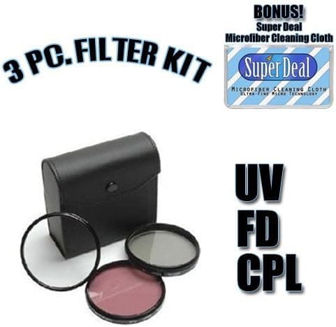 Zeikos High Resolution 3-piece Filter Set (UV, Fluorescent, Polarizer) For The Sony HDR-SR5, SR7, SR8, SR10, SR11, SR12, CX7, CX12, CX100, XR100, XR200V, XR500V, XR520V Camcorders + Super Deal Microfiber Cleaning Cloth