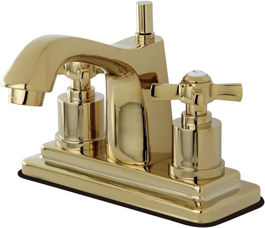 KINGSTON BRASS KS8642ZX Millennium 4-Inch Centerset Lavatory Faucet with Brass Pop-Up, Polished Brass
