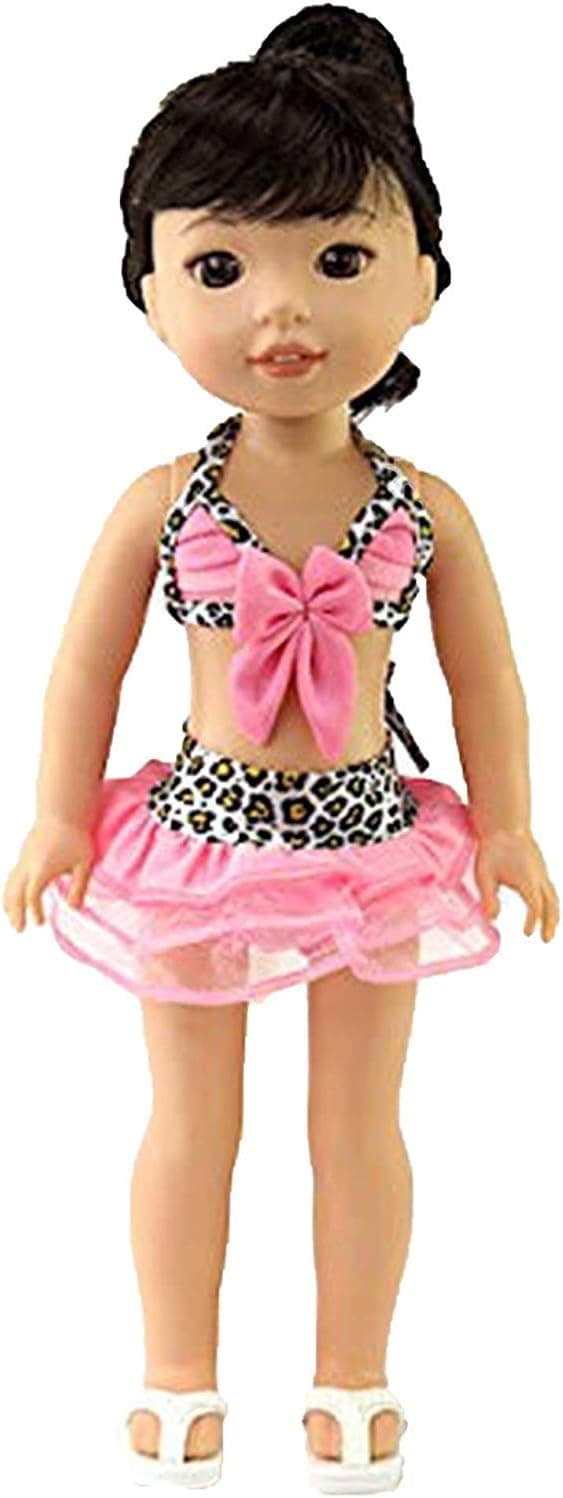 American Fashion World Animal Print Bikini with Pink Trim fits 14 Inch Doll