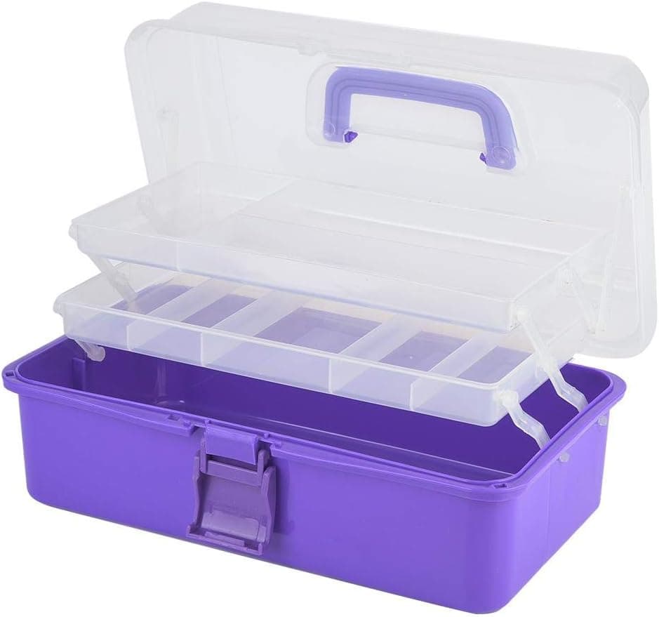 Multi-purpose 3-layer Toolbox, Tool Organizers Tool Boxes with Tray and Dividers Household Plastic Tool Organizers 3 Choice Color Folding Storage Box