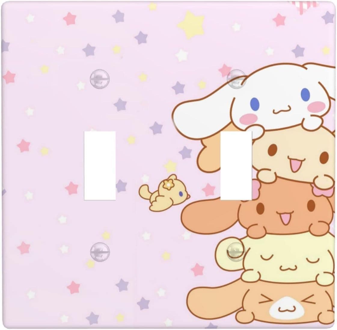 Anime Light Switch Cover for Girls，Cute Light Switch Covers，2 Gang Decorative Double Toggle Wall Plate，Kawaii Lightswitch Switch Plate ，4.5x4.5 inch