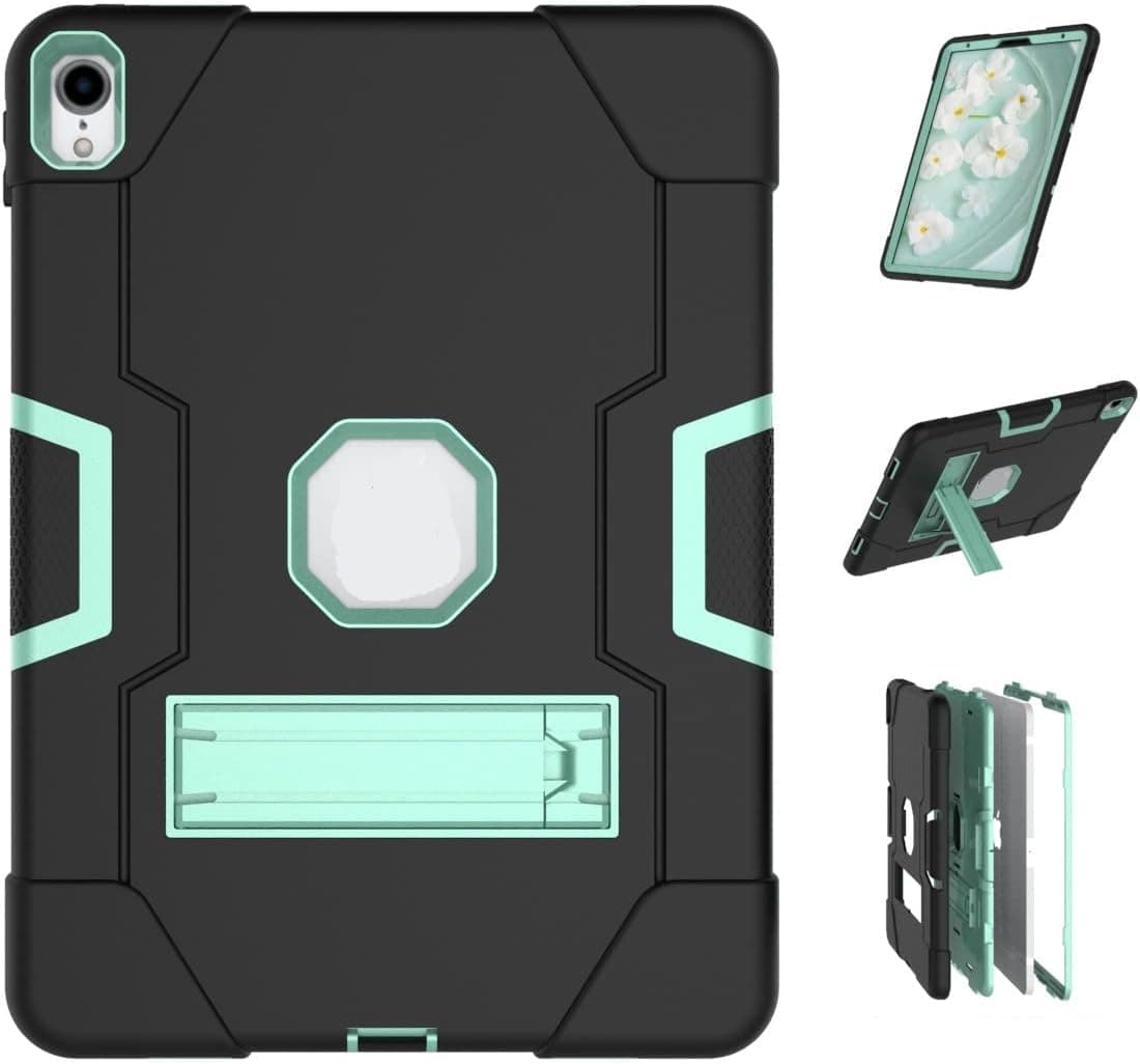 Jaorty iPad Pro 11 Inch Case,3 in 1 Hybrid [Soft&Hard] Heavy Duty Rugged Stand Cover Shockproof Anti-Slip Anti-Scratch Full-Body Protective Cases for Apple iPad Pro 11 inch 2018,Black/Green
