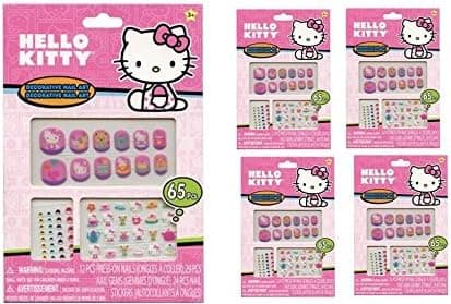 Hello Kitty 65 pcs Decorative Nail Art Nail Stickers and Gems x 4 packs