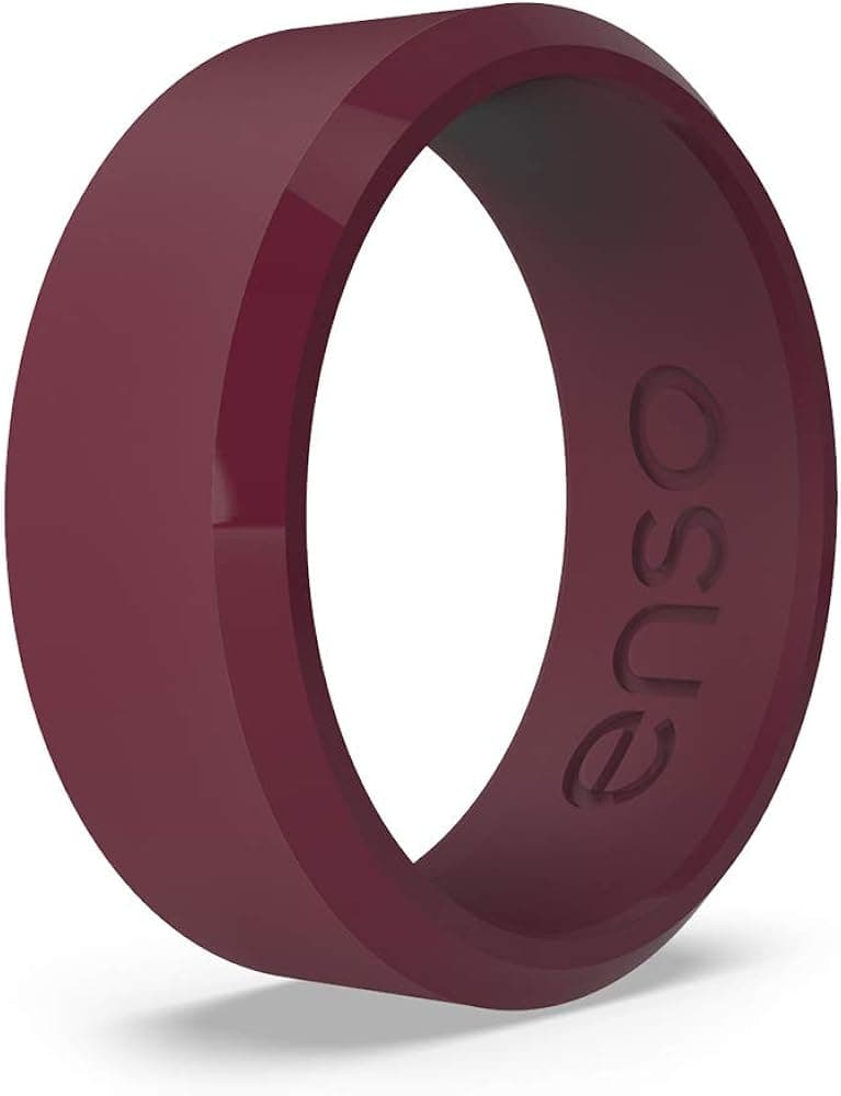 Enso Rings Bevel Classic Silicone Wedding Ring – Hypoallergenic Unisex Wedding Band – Comfortable Band for Active Lifestyle – 8mm Wide, 2.16mm Thick