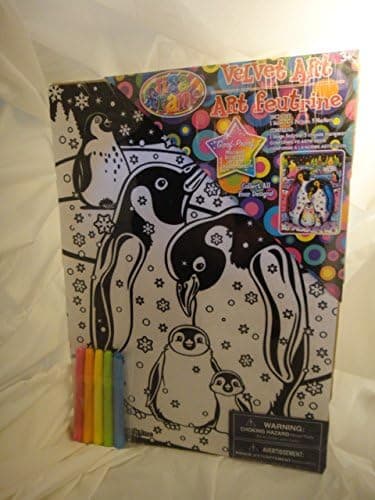 Lisa Frank Penguins Velvet Art Goof Proof 1 Velvet Art Picture with 5 Markers