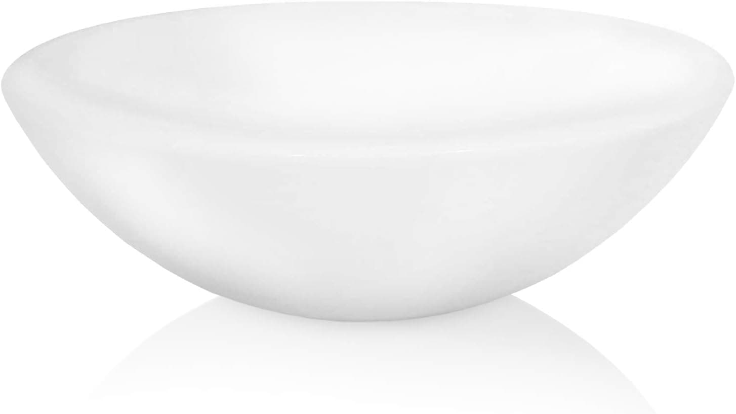 Opaque White Vessel Sink - Glass Phoenix Stone Round Bowl