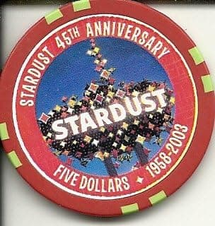$5 stardust 1958-2003 collector's series las vegas casino chip