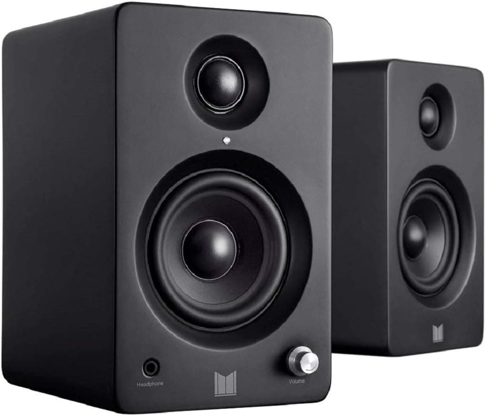 Monolith MM-3 Powered Multimedia Speakers - Black (Pair) with AptX Bluetooth, Fron Headphone Jack, Digital Calss D