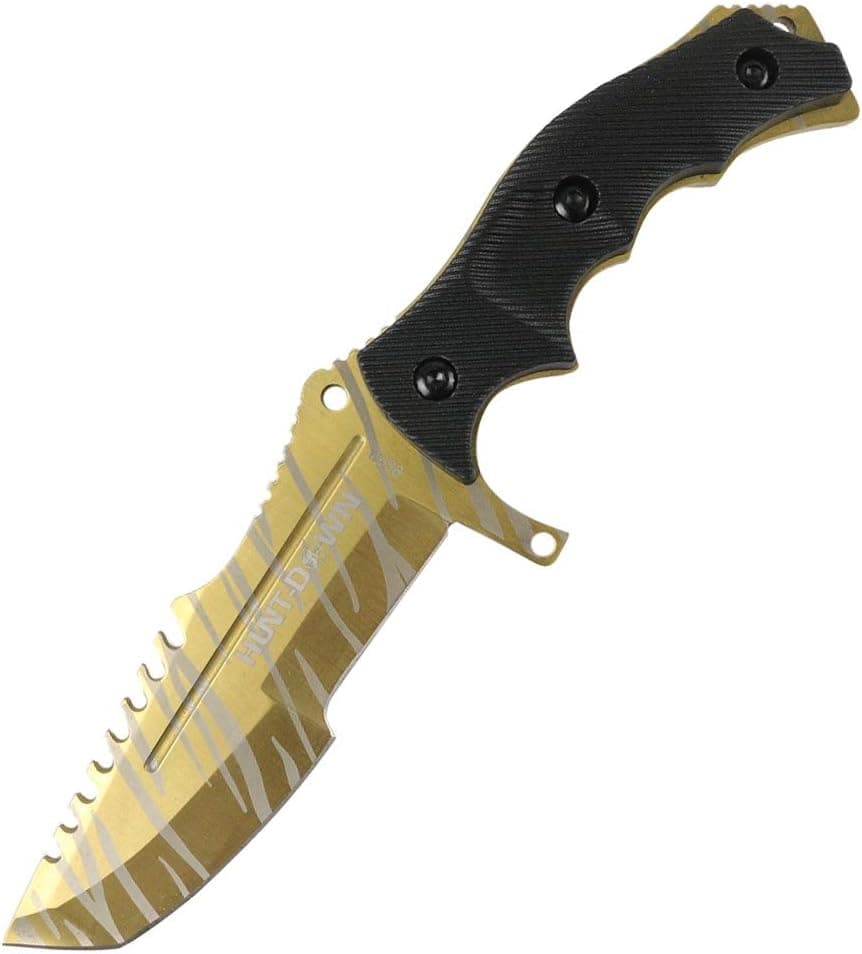 HUNT-DOWN Series 9.5" Hunting Knife Gold Color Full Tang Blade